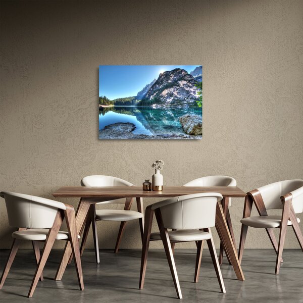 Tablou pe sticlă - Lac montan (70x50 cm)