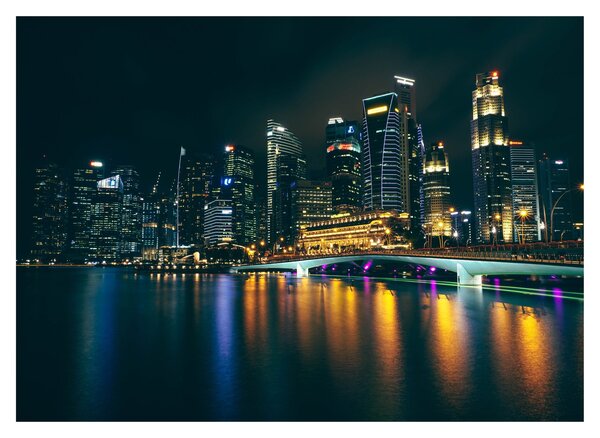 Tablou pe sticlă - Singapore noaptea (70x50 cm)