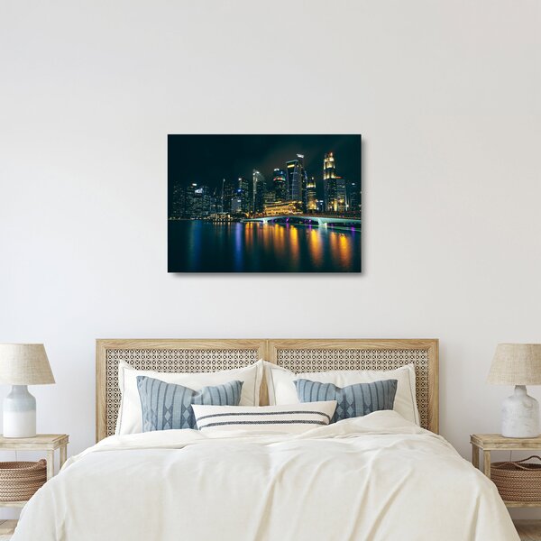 Tablou pe sticlă - Singapore noaptea (70x50 cm)