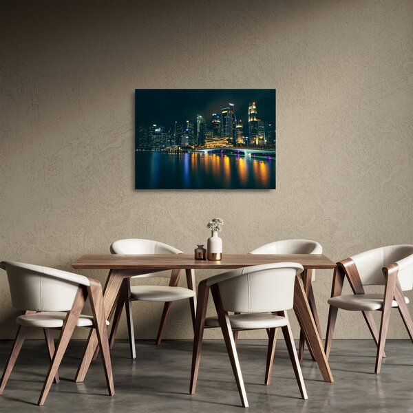 Tablou pe sticlă - Singapore noaptea (70x50 cm)