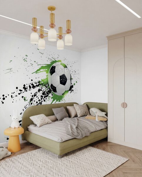 Tapet Fotbal în stropi verzi, Fototapet Pentru Copii, Fototapet pentru camera unui băiat, u57431 : Uwalls.ro