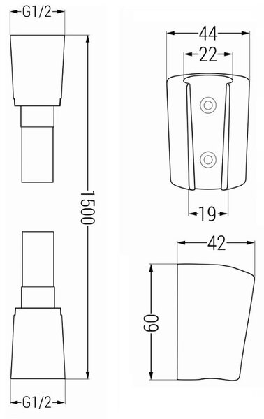 Accesorii Mexen - Set duș de mână cu 1 punct R-33, negru, 785336052-70
