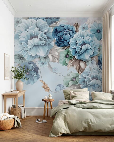Tapet Flori albastre delicate, Fototapet 3D, Fototapet 3D Flori, u59900 : Uwalls.ro