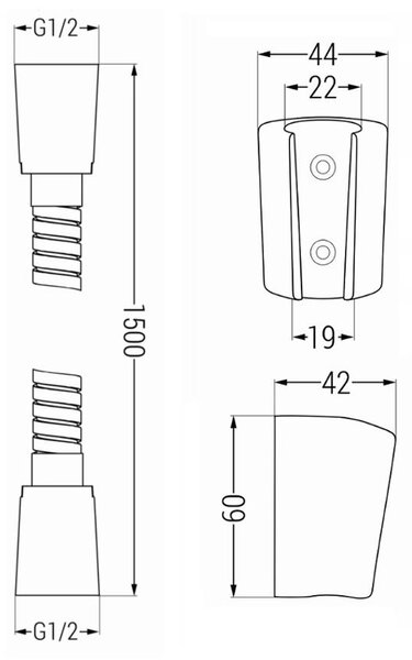 Accesorii Mexen - Set duș de mână cu 1 punct R-62, negru, 785626052-70