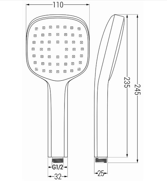 Accesorii Mexen - Set duș de mână cu 1 punct R-33, negru, 785336052-70