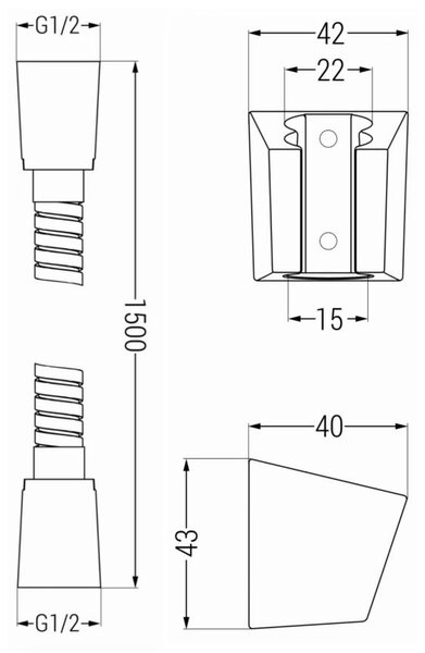 Accesorii Mexen - Set duș de mână cu 1 punct R-77, negru, 785775053-70