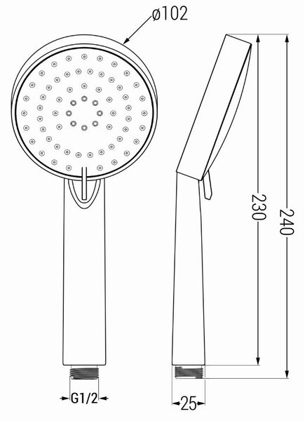 Accesorii Mexen - Set duș de mână cu 1 punct R-75, negru, 785756052-70