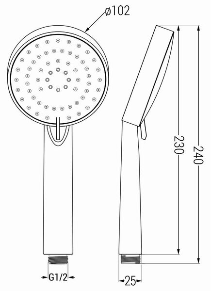 Accesorii Mexen - Set duș de mână cu 1 punct R-75, crom / alb, 785756052-02