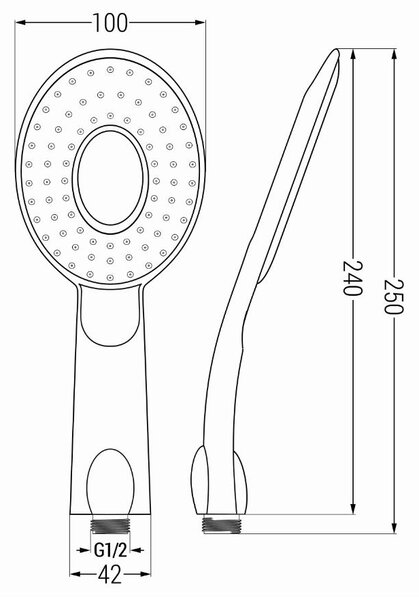 Accesorii Mexen - Set duș de mână cu 1 punct R-73, negru, 785736052-70