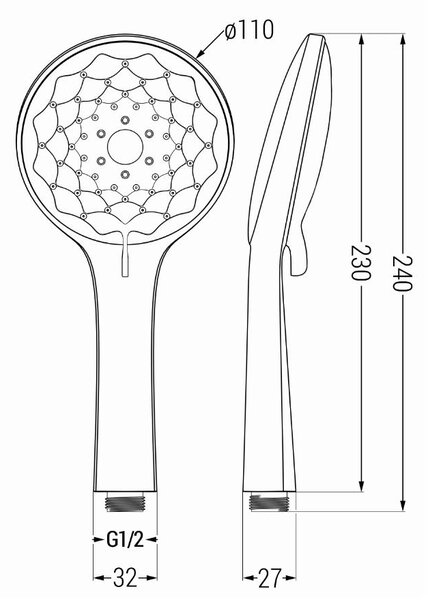 Accesorii Mexen - Set duș de mână cu 1 punct R-74, negru, 785746052-70