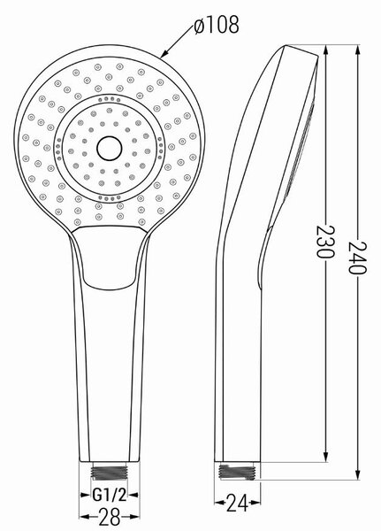 Accesorii Mexen - set dus de mana Oval R-05, 3 functii, crom, 785056052-00