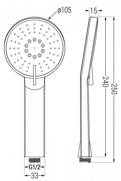 Mexen Accesorii Mexen, duș de mână R-40, 3 funcții, auriu lucios, 79540-50