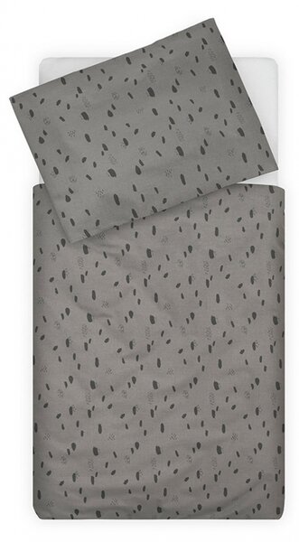 Set lenjerie pat Jollein Spot 100x140cm Spot Storm-Grey