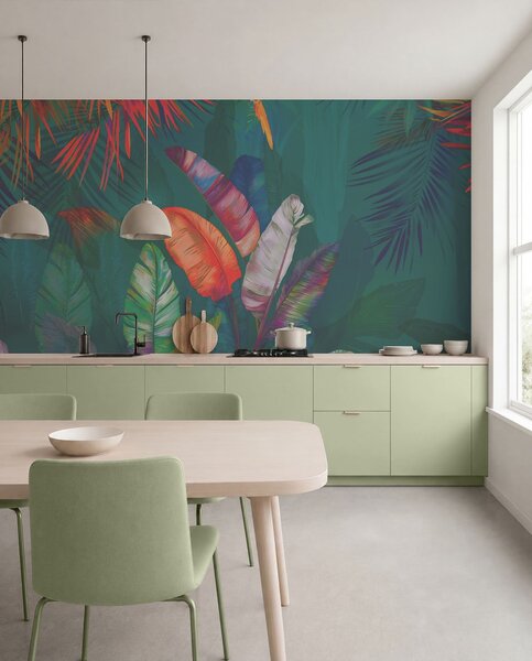 Tapet Frunziș colorat din junglă, Fototapet Natură, u50468v2 : Uwalls.ro