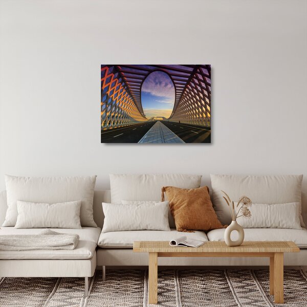Tablou pe sticlă - Pod cu arhitectură modernă (70x50 cm)