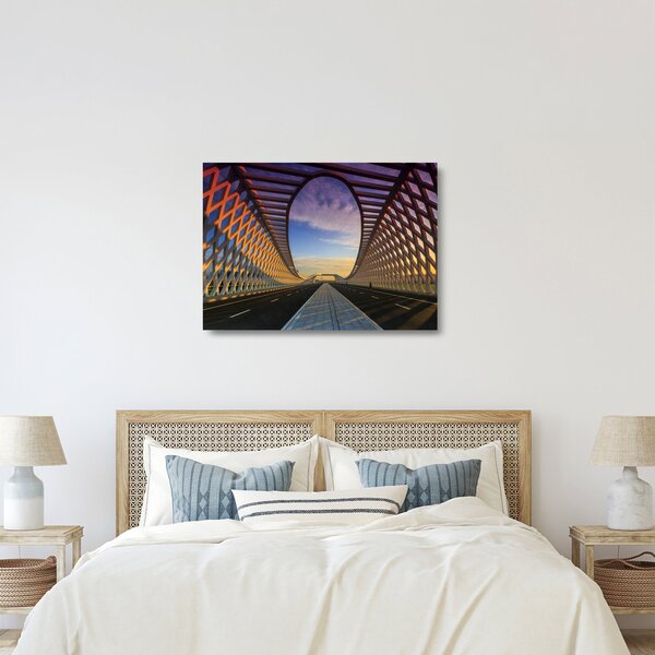 Tablou pe sticlă - Pod cu arhitectură modernă (70x50 cm)