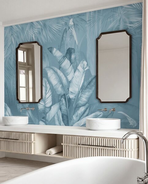 Tapet Plante, apă și azur, Fototapet Natură, Fototapet Foi de palmier, u50468v3 : Uwalls.ro