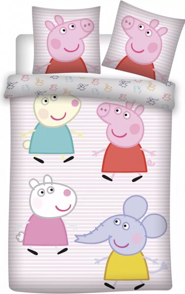 Set lenjerie pat copii 100x135 + 40x60 Peppa Pig SunCity