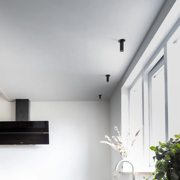 Spot retractabil, incastrat, fara rama VECTOR LIGHT negru LUXON