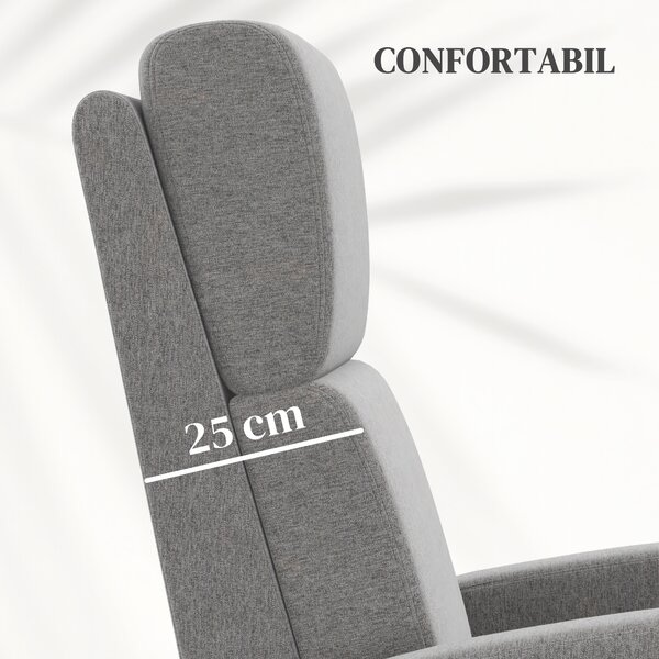 HOMCOM Scaun Inclinabil Modern, Canapea Single din Pânză, Scaune de Teatru pentru Acasă, Confortabil, Gri | Aosom Romania