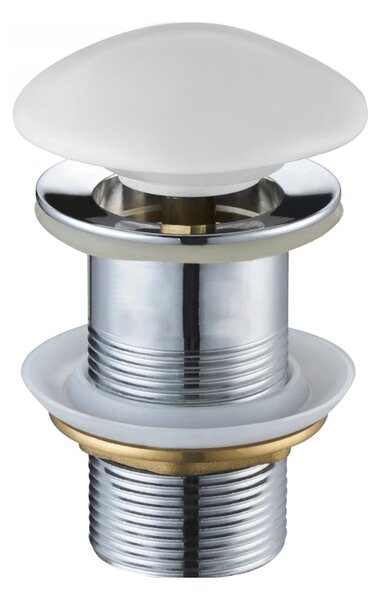 Dop de scurgere rotund pentru chiuveta Mexen tip ClickClack, fara preaplin, ceramica alba mat, 79910-01