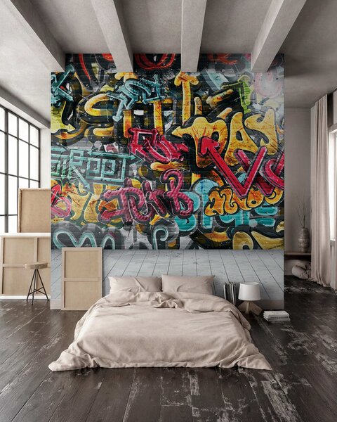 Tapet Vopsea de artă, vopsea e graffiti, Fototapet pentru camera unui adolescent, Fototapet pentru camera unui adolescent, u56045 : Uwalls.ro
