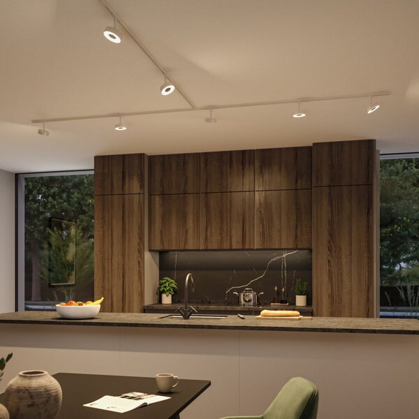 Paulmann Spot LED URail Circle, alb mat, dimabil în 3 trepte, CCT, reglabil, Alb, Camera de zi / sufragerie, Metal, Modern