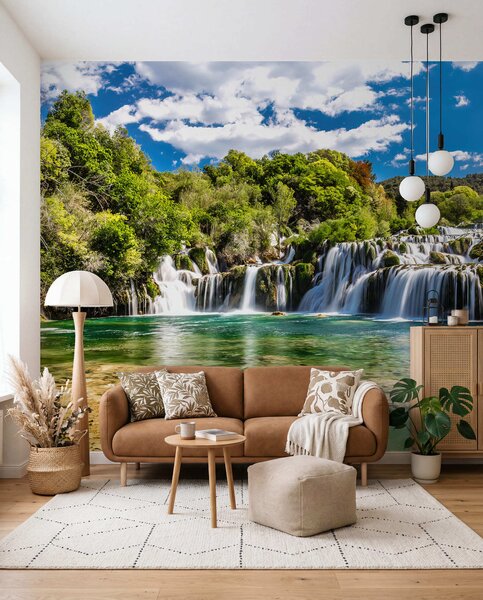 Tapet Apă, nori și cer, Fototapet Natură, Fototapet Cascade, u55775 : Uwalls.ro