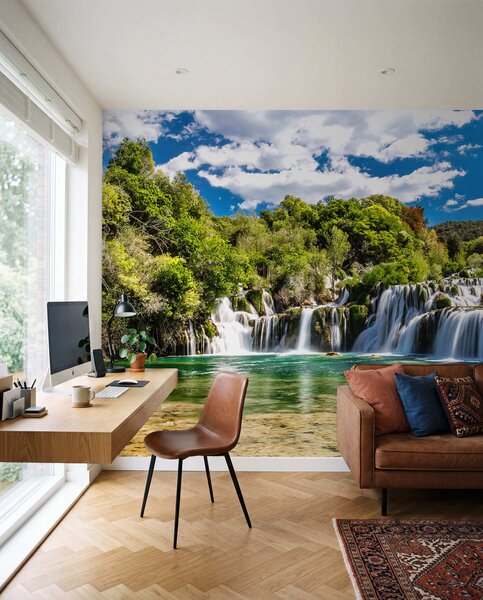Tapet Apă, nori și cer, Fototapet Natură, Fototapet Cascade, u55775 : Uwalls.ro