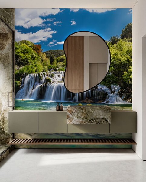 Tapet Apă, nori și cer, Fototapet Natură, Fototapet Cascade, u55775 : Uwalls.ro