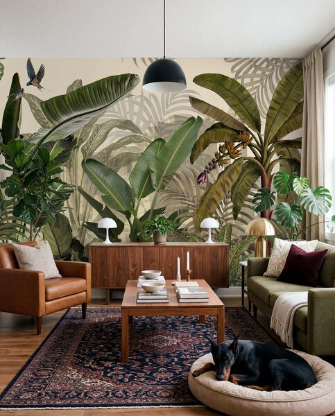 Tapet Junglă tropicală și frunze, Fototapet Natură, u74748 : Uwalls.ro
