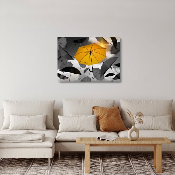 Tablou pe sticlă - Umbrelă galbenă (70x50 cm)