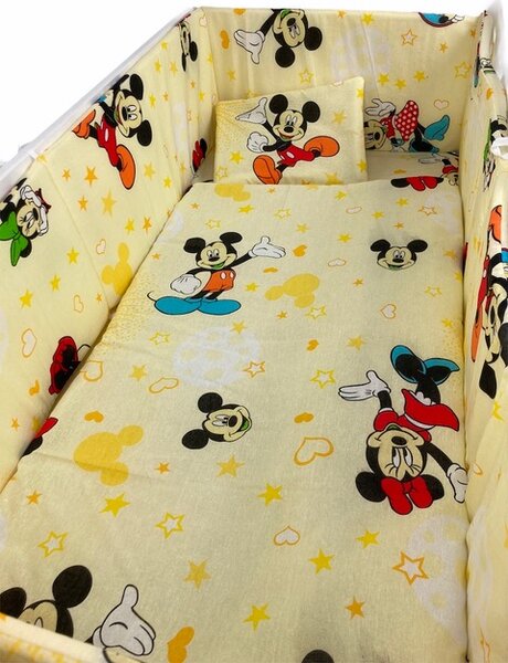 Lenjerie patut cu 5 piese Mickey Mouse 140x70 cm