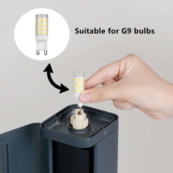 Brilagi PILLAR – lampă de exterior cu 2 prize SCHUKO, 1xG9/11W/230V, IP44, antracit