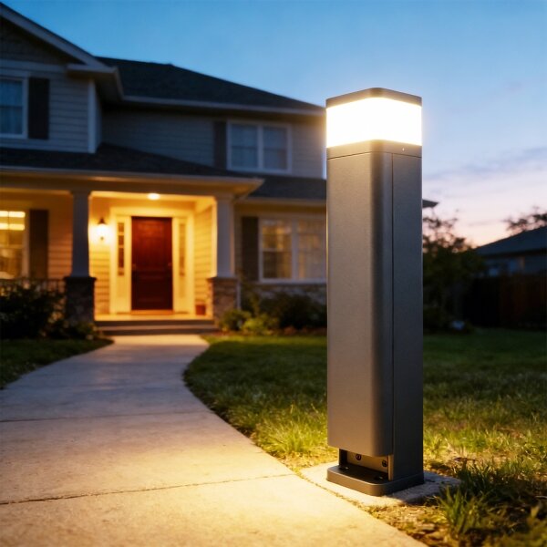 Brilagi PILLAR – lampă de exterior cu 2 prize SCHUKO, 1xG9/11W/230V, IP44, antracit