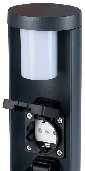 Brilagi PILLAR - Lampă de exterior cu 2 prize SCHUKO, 1xG9/11W/230V, IP44, antracit