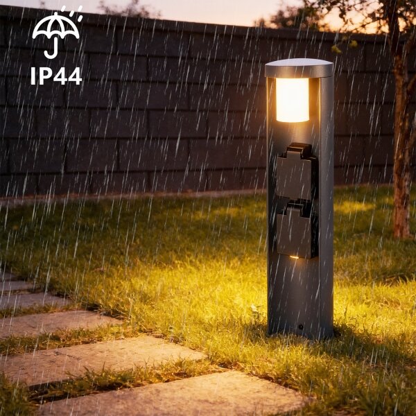 Brilagi PILLAR - Lampă de exterior cu 2 prize SCHUKO, 1xG9/11W/230V, IP44, antracit