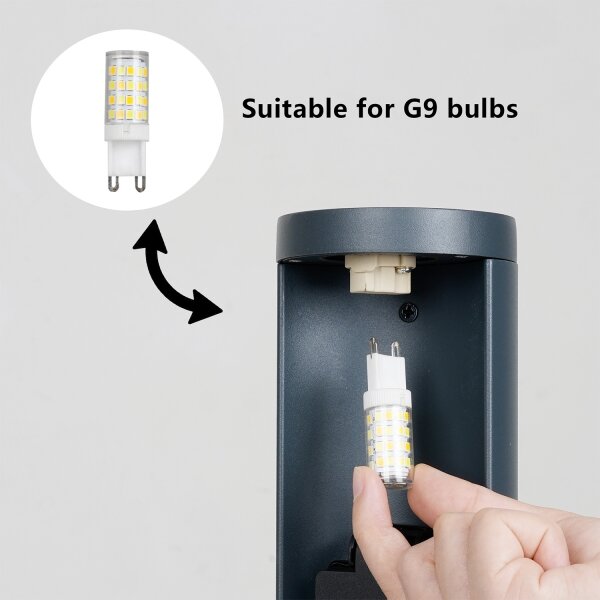 Brilagi PILLAR - Lampă de exterior cu 2 prize SCHUKO, 1xG9/11W/230V, IP44, antracit