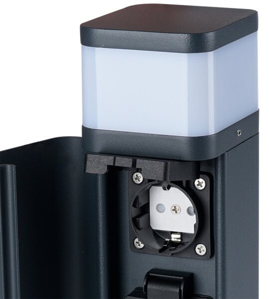 Brilagi PILLAR – lampă de exterior cu 2 prize SCHUKO, 1xG9/11W/230V, IP44, antracit