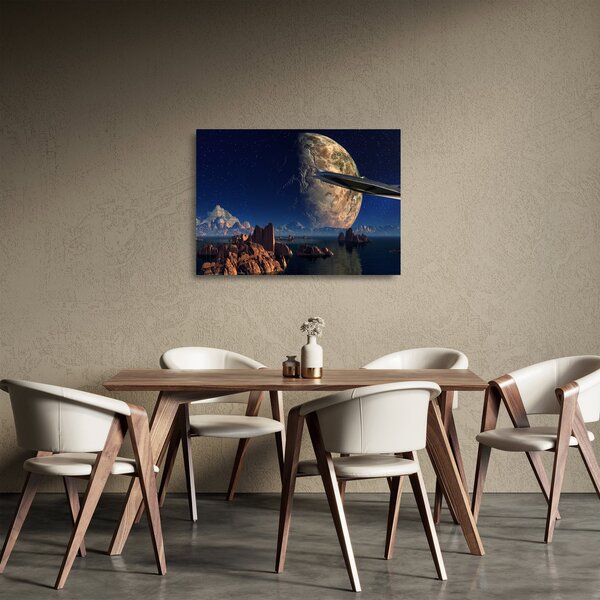 Tablou pe sticlă - Vizita extraterestrului (70x50 cm)