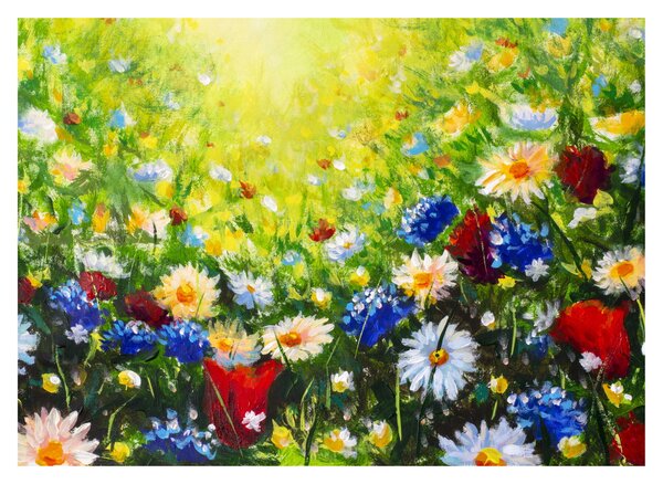 Tablou pe sticlă - Flori sălbatice (70x50 cm)