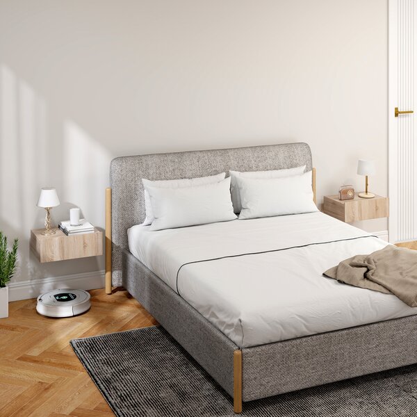 HOMCOM Set de 2 Noptiere Suspendate cu Sertar, Pereche de Noptiere Moderne din Lemn, Mese Laterale pentru Canapea, Living și Dormitor, 40x30x15 cm, Stejar | Aosom Romania