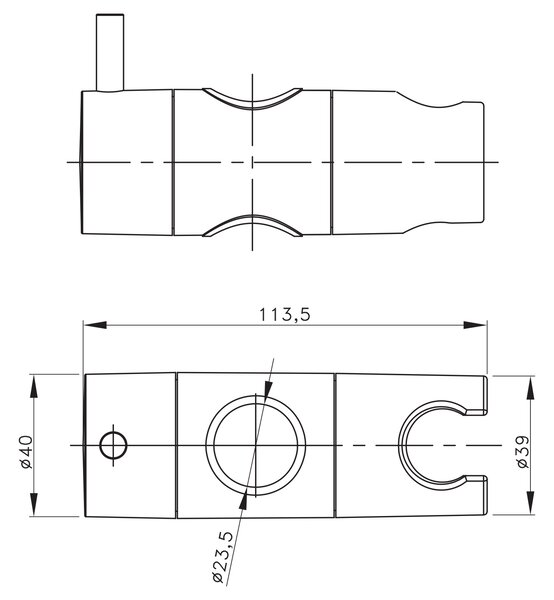 Sapho Sapho, Suport pentru tija de dus 23mm, ABS/negru, NDKJ639