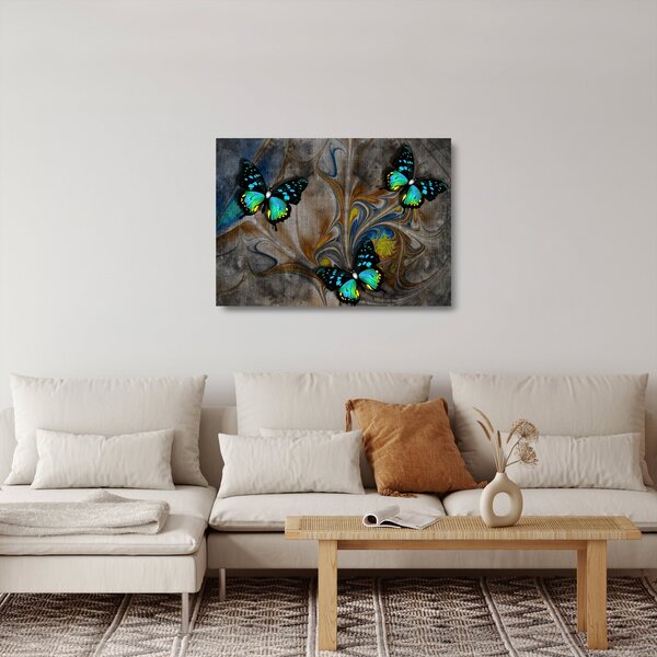 Tablou pe sticlă - Fluturi strălucitori în imagine (70x50 cm)