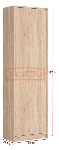 Dulap NEPO PLUS, stejar sonoma, PAL, cu o usa, 60x34x197 cm
