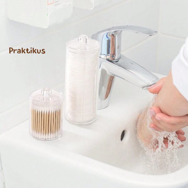 Set transparent pentru depozitarea cosmeticelor cu capace - 3 piese