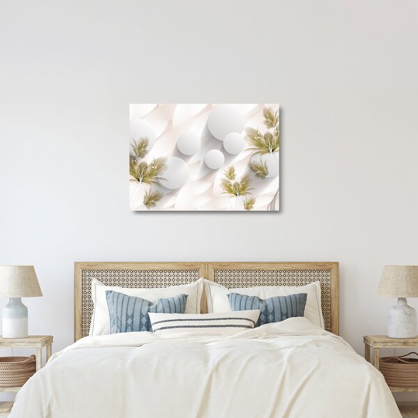 Tablou pe sticlă - 3D cercuri cu flori (70x50 cm)