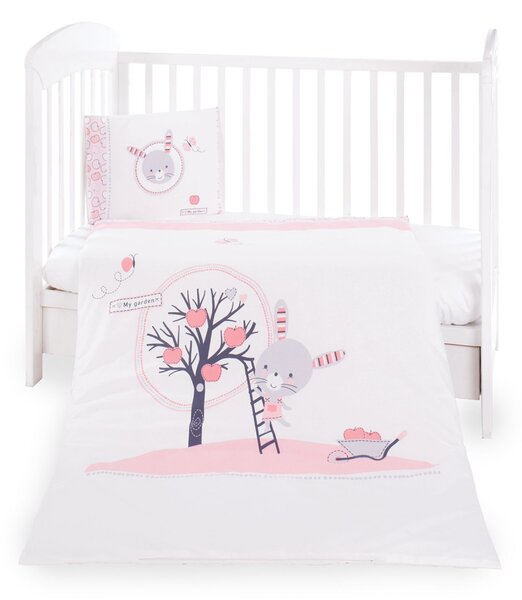 Lenjerie patut cu 3 piese KikkaBoo Pinky Bunny