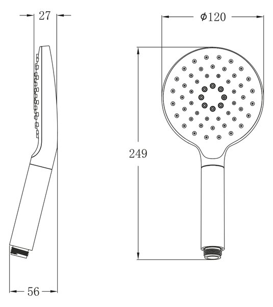 Sapho Sapho, Cap de duș manual, pivotant, 3 moduri de duș, diametru 120 mm, ABS/crom, 1204-32