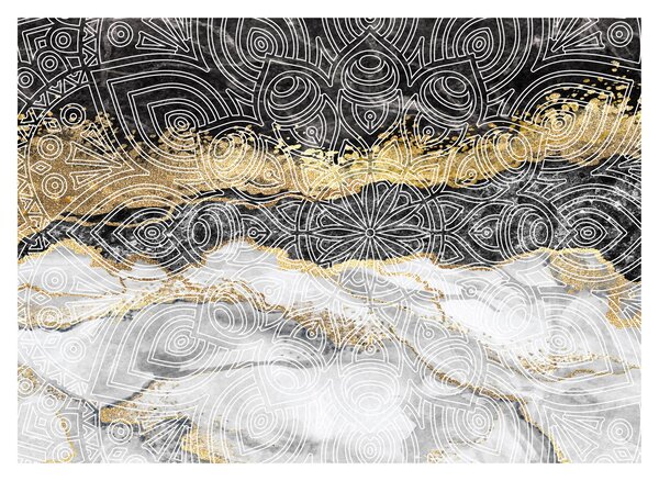 Tablou pe sticlă - Mandala în marmură (70x50 cm)